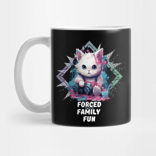 Forced Family Fun - Cat Gamer Gaming - Winter Holiday Mug